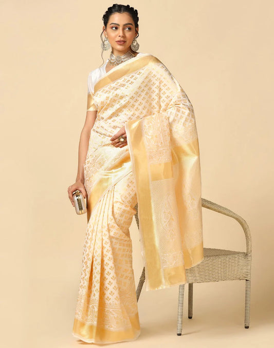 Creamy Zone Elegance Unveiled Design Saree