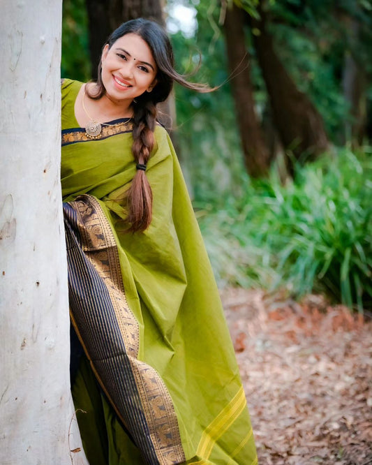 Fern Green Silk Draped in Tradition Saree