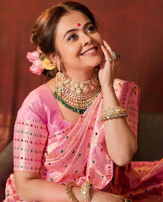 Gopi Star Taffy Pink Colour Saree