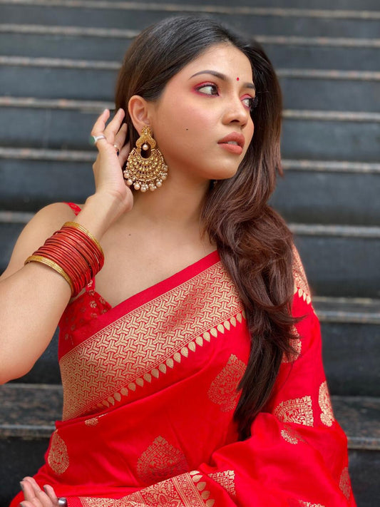 Regional Red Stone Saree Celebrity Styles