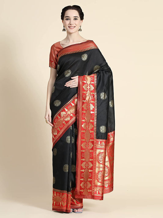 Modern Mystique Deep Black Saree For Women