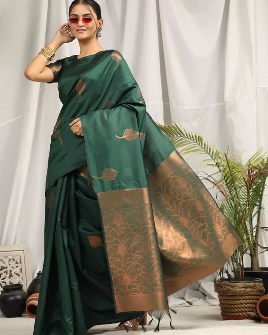 Eternal Modernity Pine Green Woven Saree