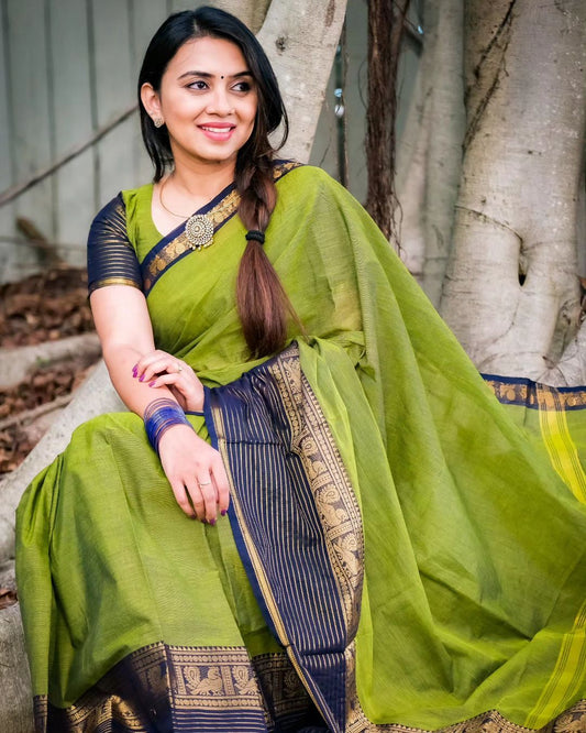 Fern Green Silk Draped in Tradition Saree