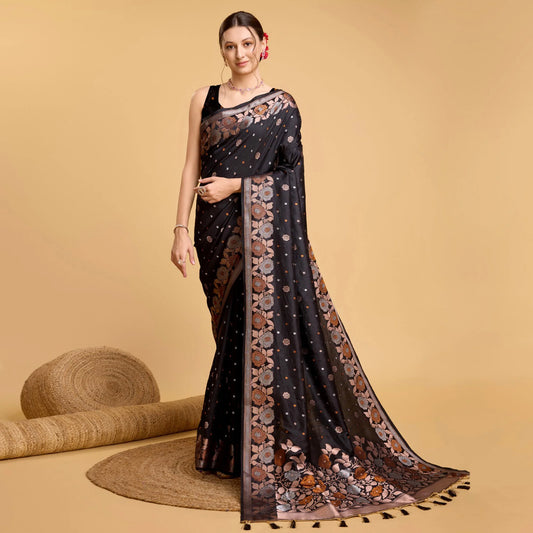 Gulabo Black Weaving Zari Collection Saree