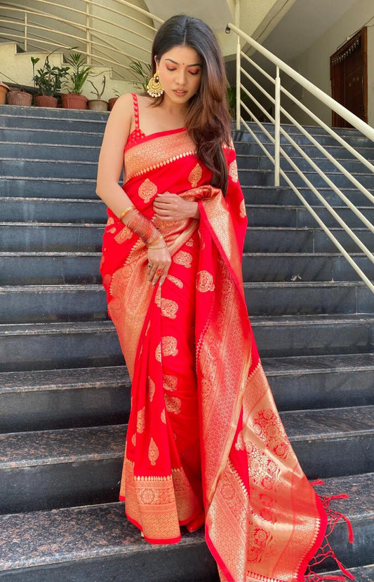 Regional Red Stone Saree Celebrity Styles