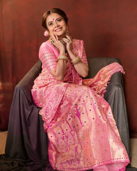 Gopi Star Taffy Pink Colour Saree