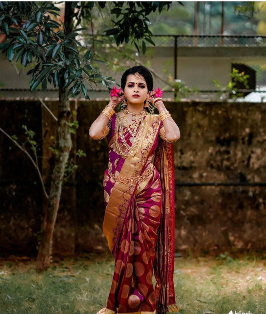 Wine Purple Woven Silk Saree