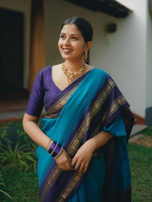 Umbrella Blue Tone Handloom Silk Saree