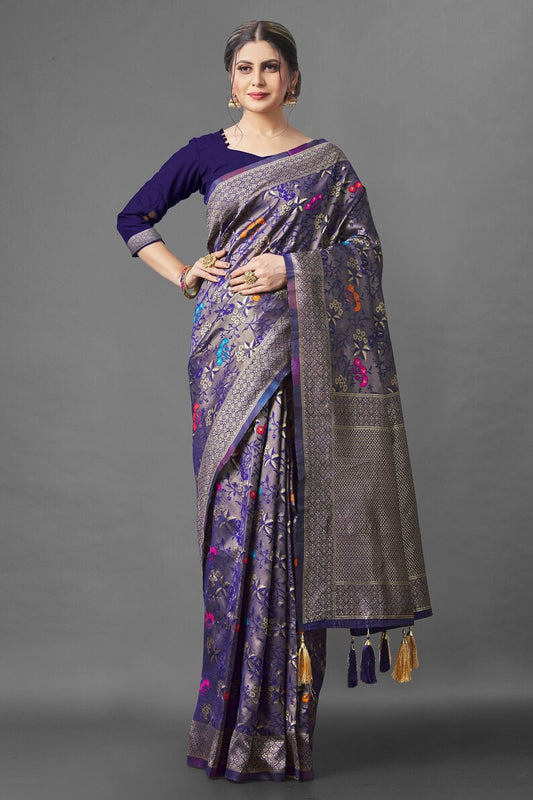 Space Blue Artistry in Every Fold Saree