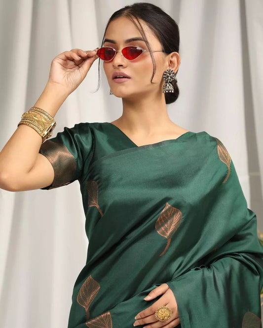 Eternal Modernity Pine Green Woven Saree