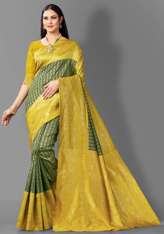 Rubber Ducky Yellow Kanjivaram Silk Saree