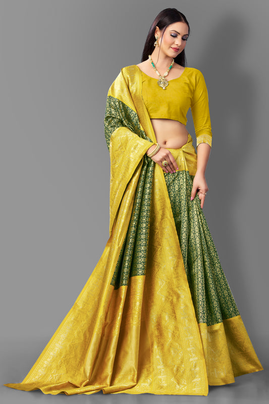 Rubber Ducky Yellow Kanjivaram Silk Saree