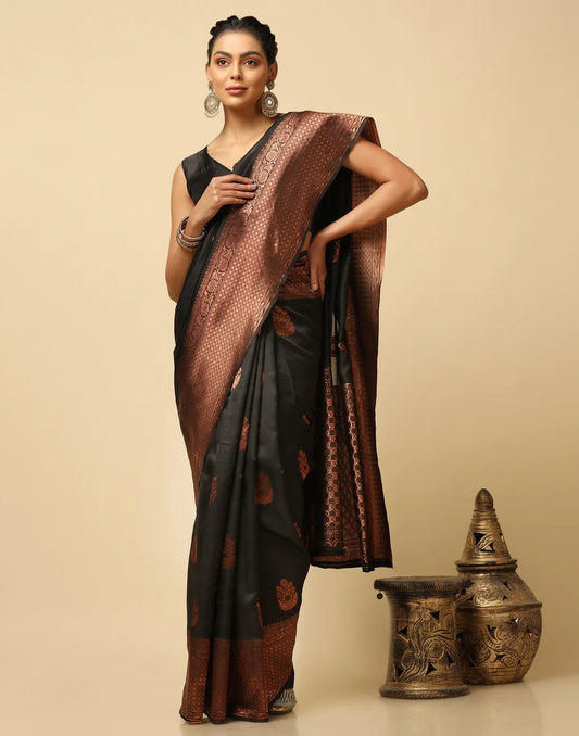 Copper Black Zone Banarasi Saree