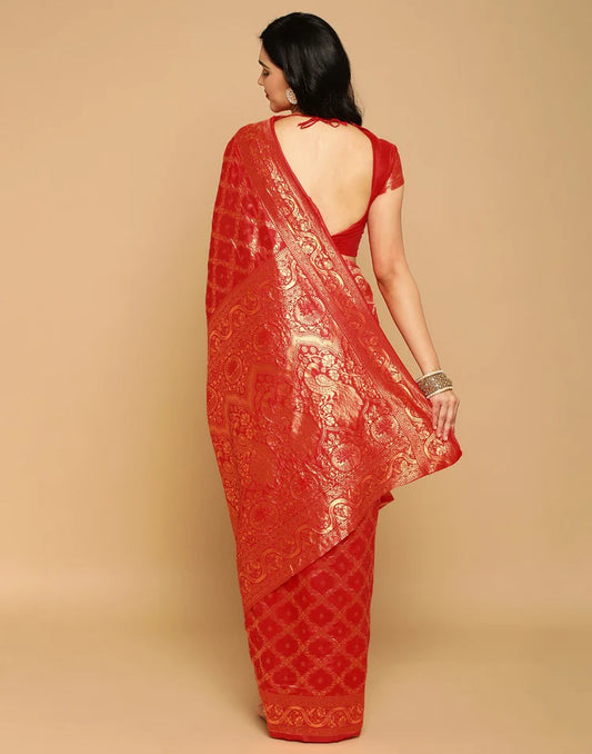 Persian Red Shaded Colour Embrace Saree