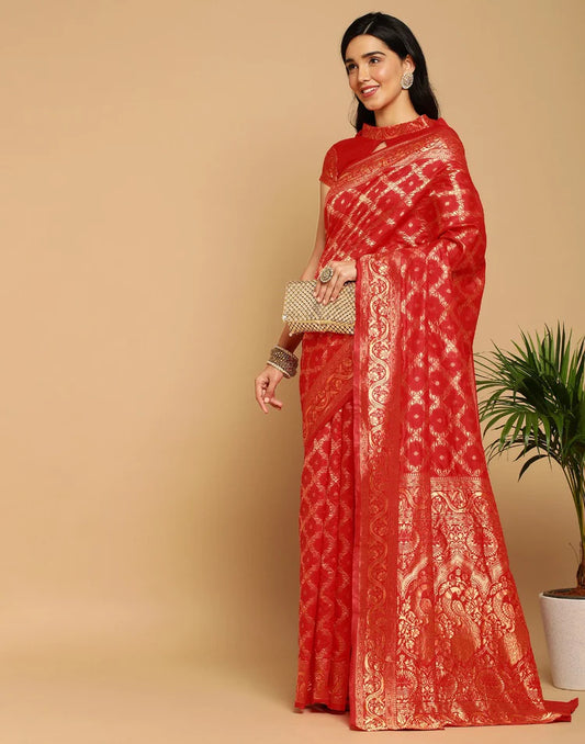 Persian Red Shaded Colour Embrace Saree