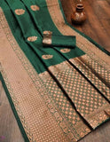 Greeny Zone With Woven Zari Thread Design Saree