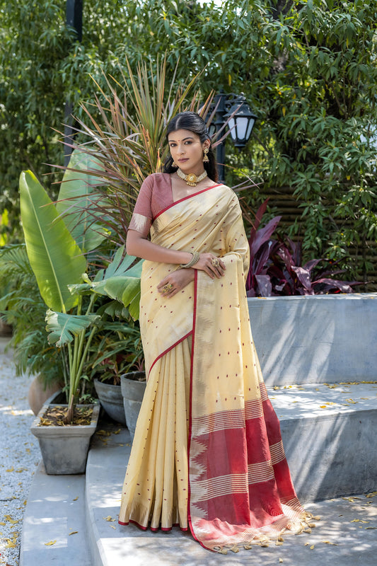 Pyramid Pattern Zari Woven Zone Saree Design