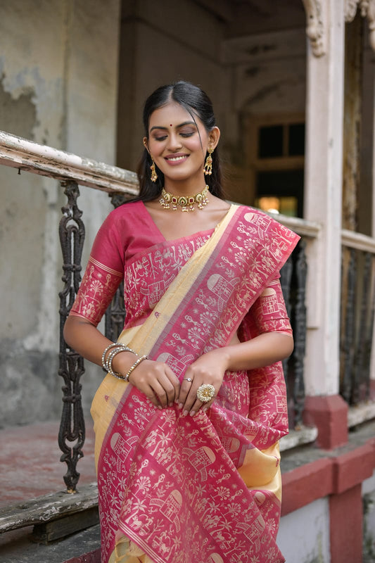 Raw Weaving Handloom Silk Saree