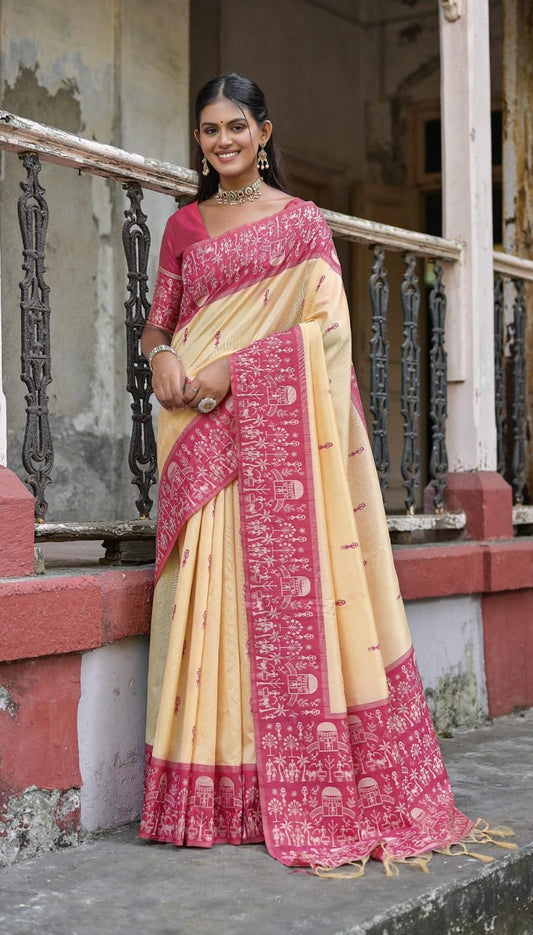 Raw Weaving Handloom Silk Saree