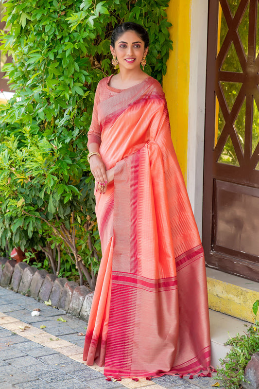 South silk fabric with zari woven Saree