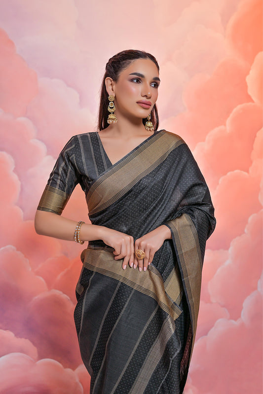 Resham Silk Saree Butti Weaving Pattern