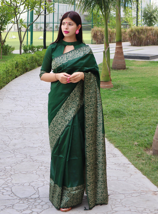 Handloom raw silk saree with rich weaving pallu