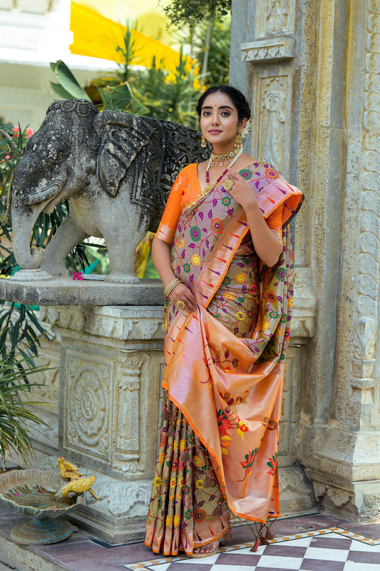 Paithani Saree with Floral zari Weaving