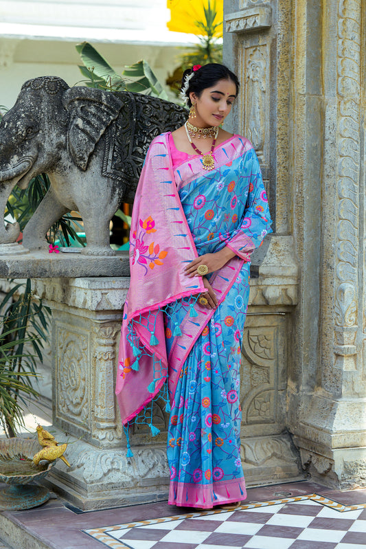 Kanjivaram Premium Print With Weaving Zari Saree